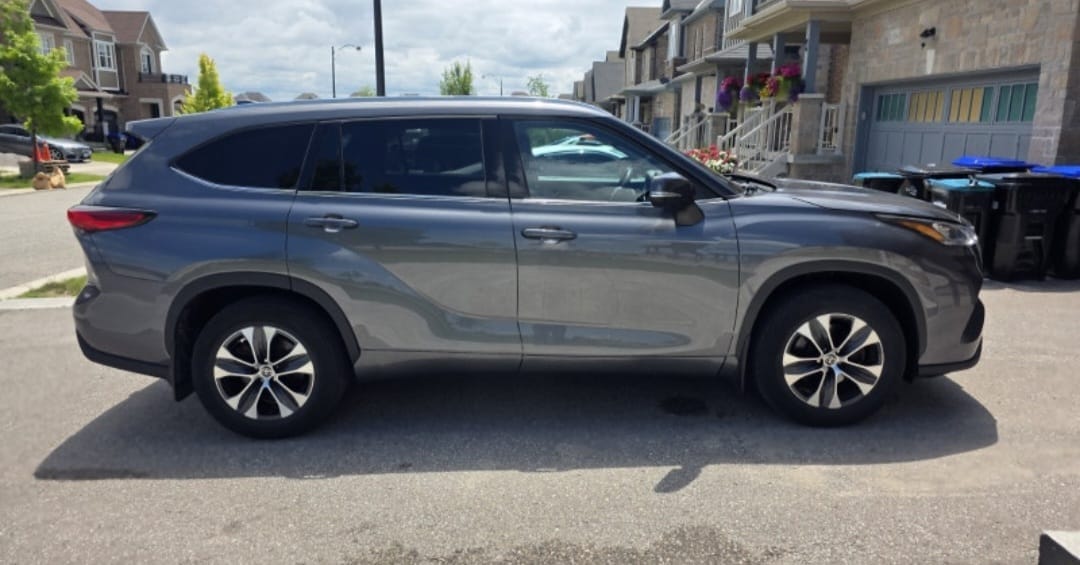 Grey 2022 Highlander XLE rear view
